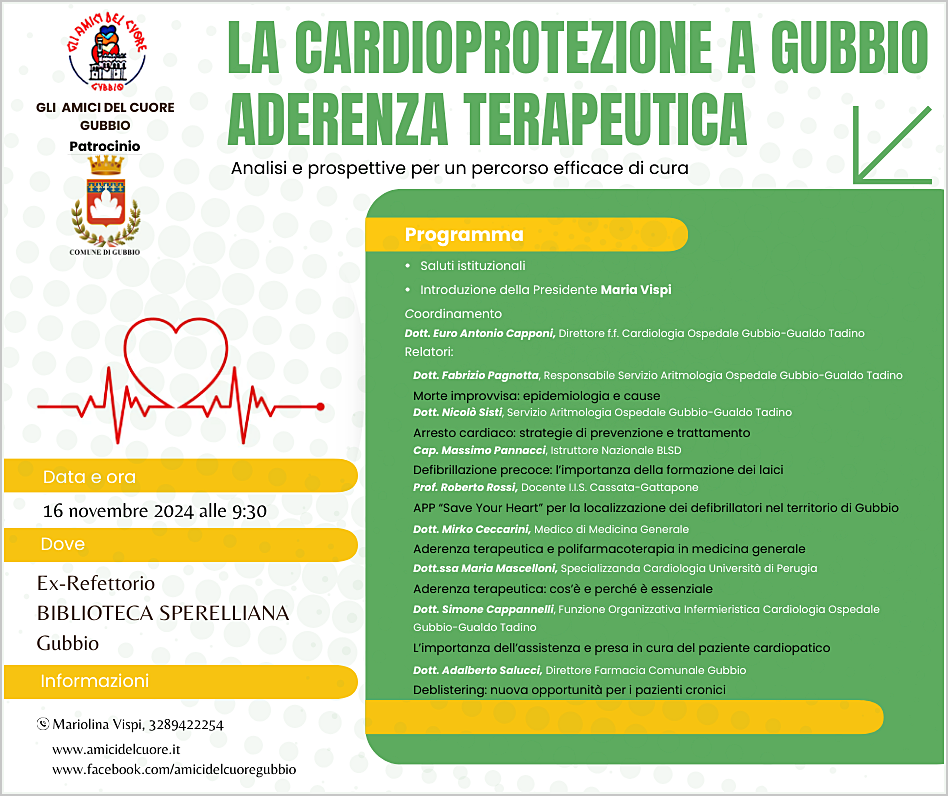 LA CARDIOPROTEZIONE A GUBBIO ADERENZA TERAPEUTICA